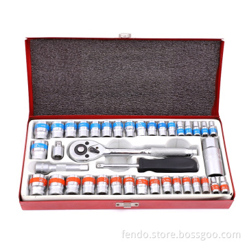 40pcs Master Hex Hardware Machinery Ratchet Socket Tool Set